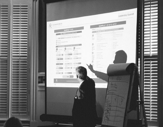 Sales presentation on screen