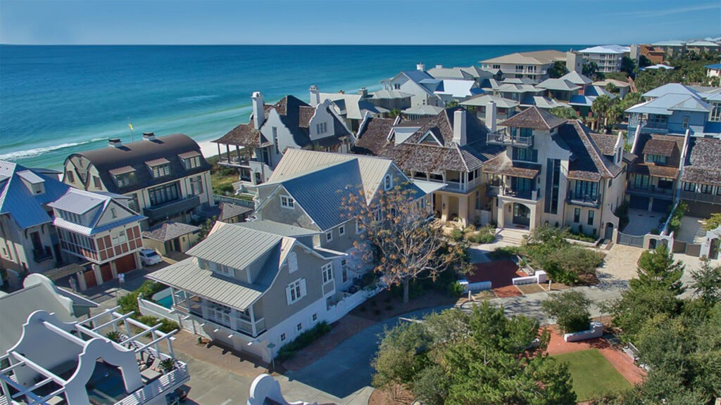 scenic view of luxury beach homes