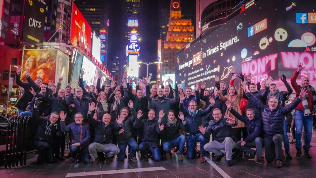 a group of attendees in times square at inman connect new york