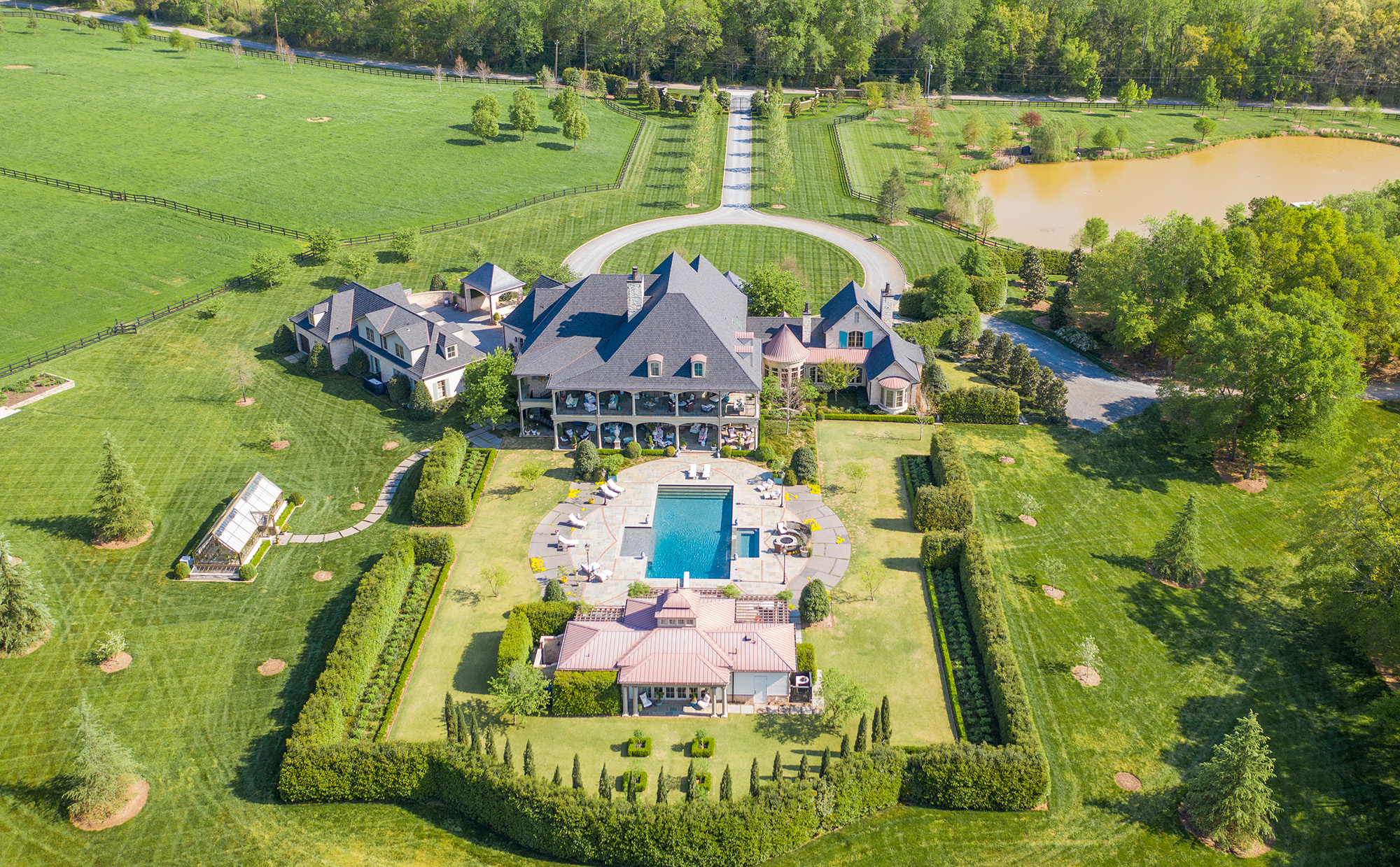 aerial view of luxury home