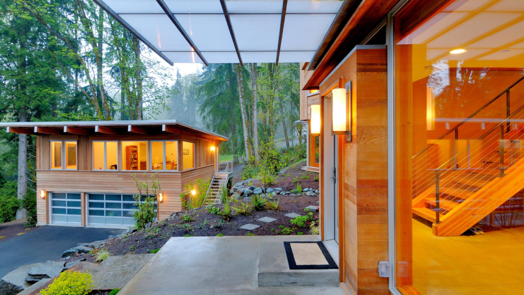 All-glass garage doors instantly breathe life into an old home