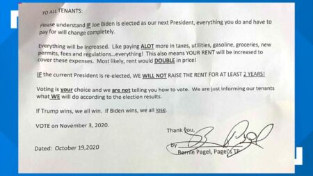 Landlords threaten to raise tenants' rent if Biden wins in November