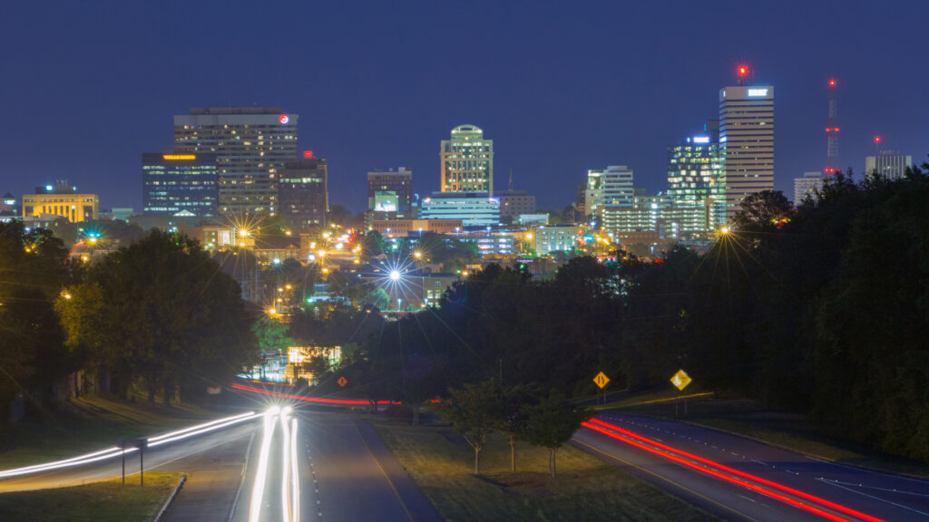 Columbia, South Carolina Downtown Skyline with Highway